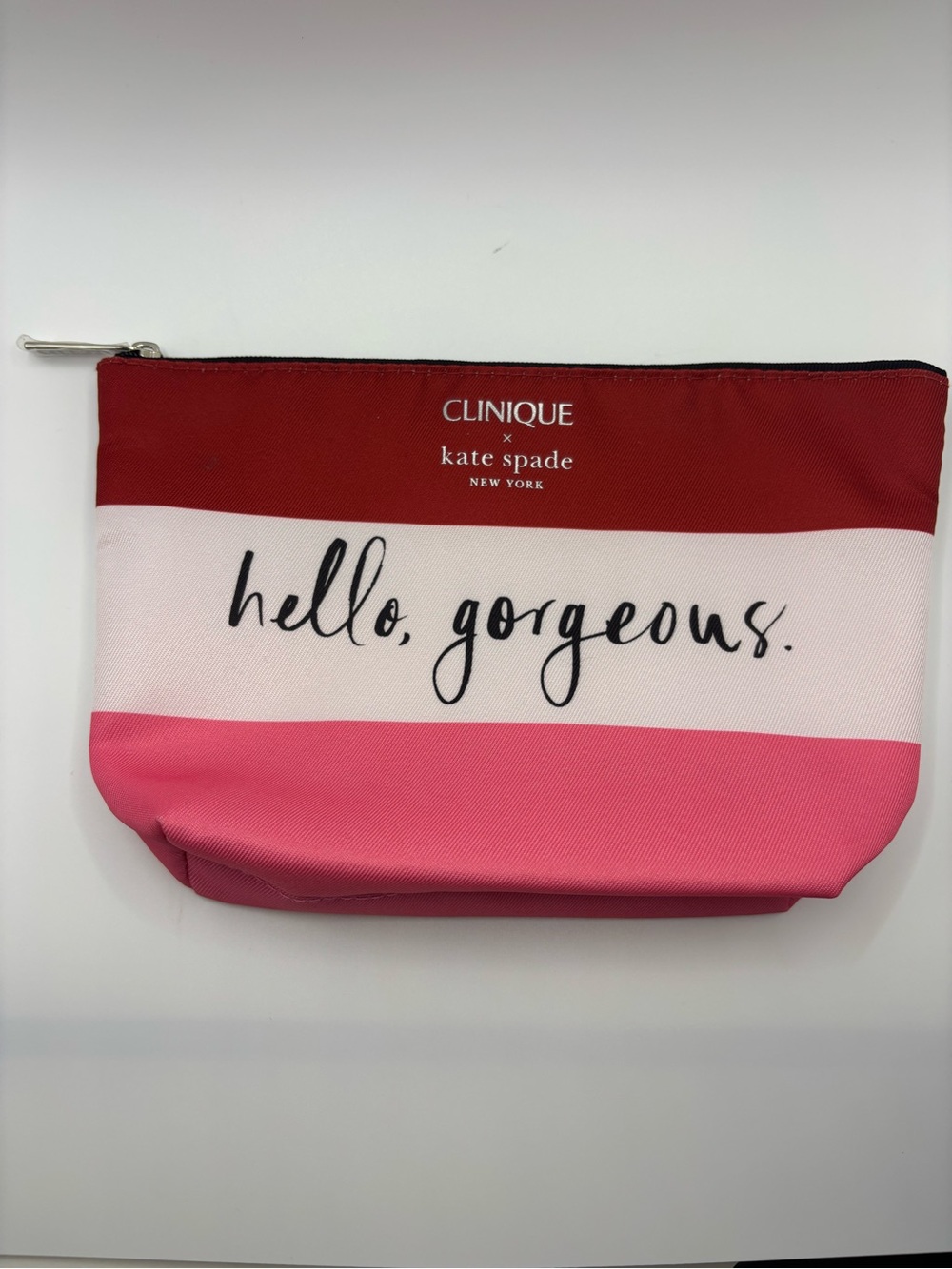 Clinique x Kate Spade Red White Red 'Hello, Gorgeous' Cosmetic Pouch/Makeup Bag